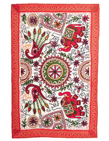 Rectangular Embroidered Tapestry with Animals