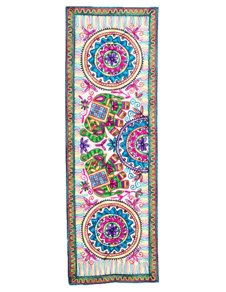 Multicolor Facing Elephants Tapestry