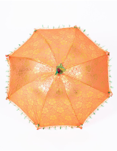 Bright Orange Individual Ethnic Parasol:...