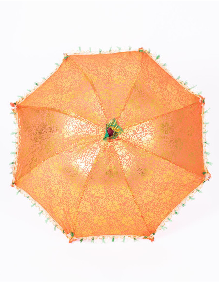 Ethnic Individual Parasol Bright Orange Color: Handmade Craftsmanship