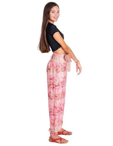 Pink Printed Silk Pants