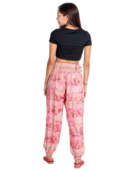 Pink Printed Silk Trousers