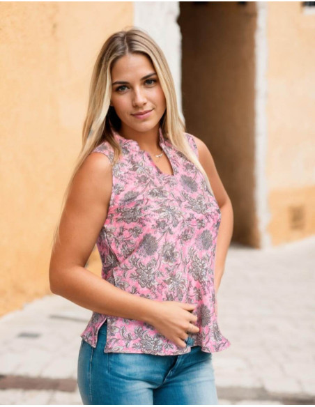 camiseta-verano-rosa-flores-grises