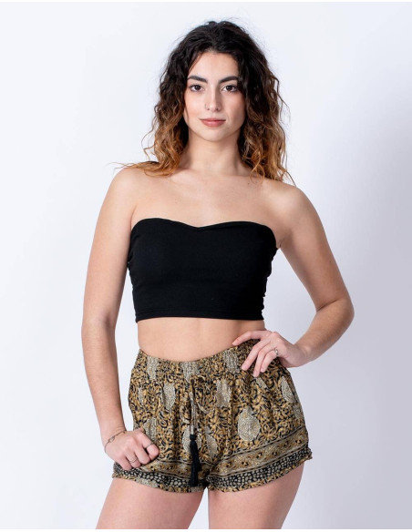 short-seda-fresco-mujer-estampado-ocre