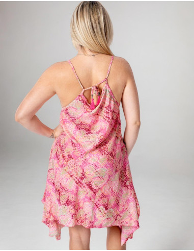 Kimago Pink Silk Asymmetrical Beach Dress