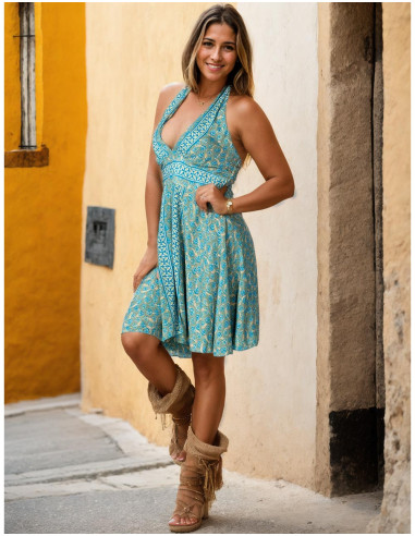 Printed Silk Bow Dress