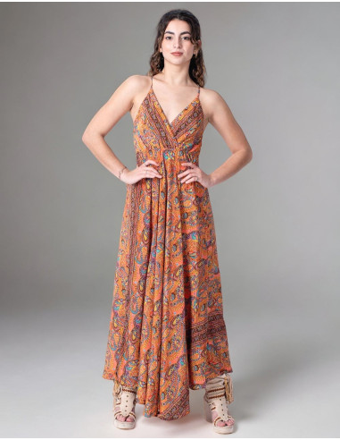vestido-mujer-verano-hippie-naranja-estampado