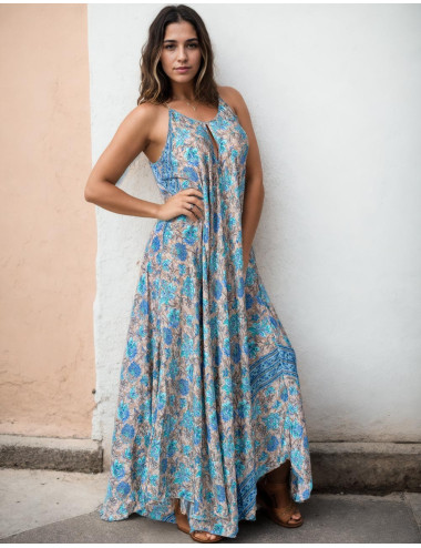 vestido-estilo-boho-gris-flores-azules