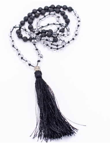 Mala Quartz Crystal+Volcanic Rock
