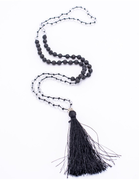 Mala Quartz Crystal+Volcanic Rock