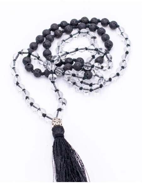 Mala Quartz Crystal+Volcanic Rock