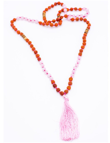 Mala Rose Quartz and Rudraksha