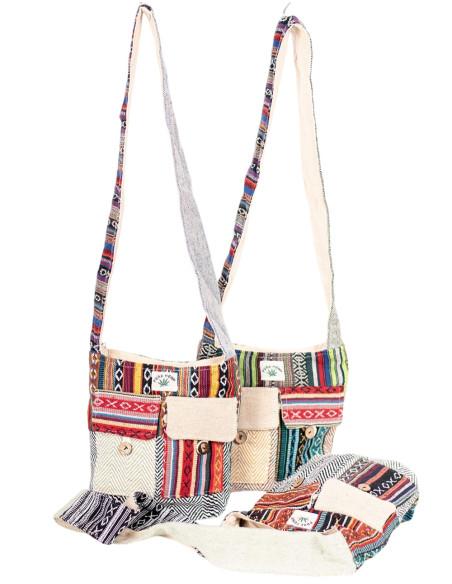 Bandolera Cañamo Doble bolsillo
