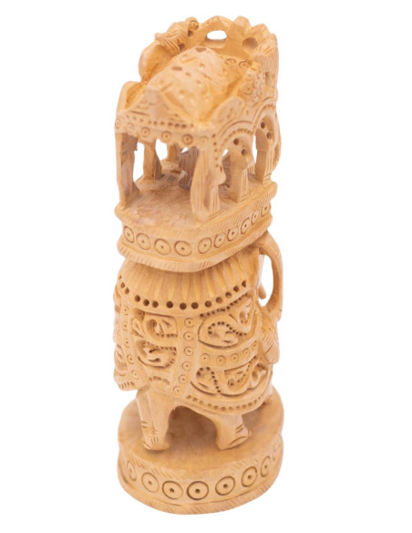 Wooden Elephant Carved Statue 6 inches