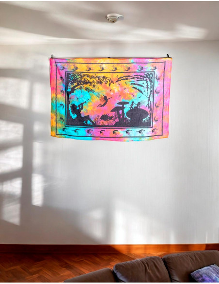 tapiz-colgado-flautista-paisaje-hongos