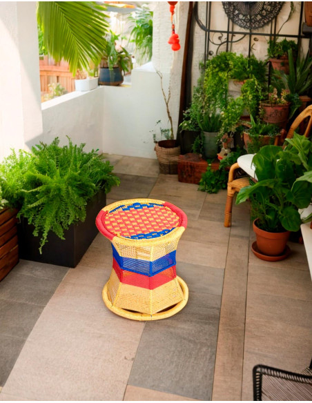 Unique Style Stool Handmade in India | Metal Frame with Nylon Rope | 36cm High
