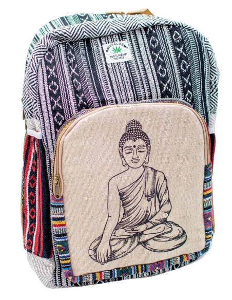 Unisex Hemp Backpack with Exclusive Buddha Design | Indian Handicraft | Wholesale