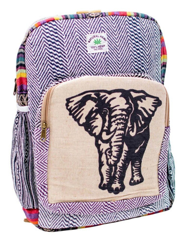 Trendy Unisex Hemp Backpack with Elephant...