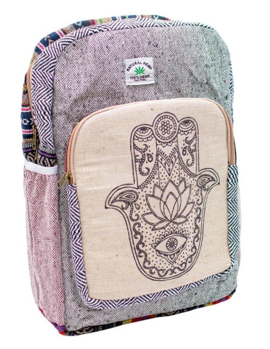 Unisex Hamsa Print Hemp Backpack | Indian...