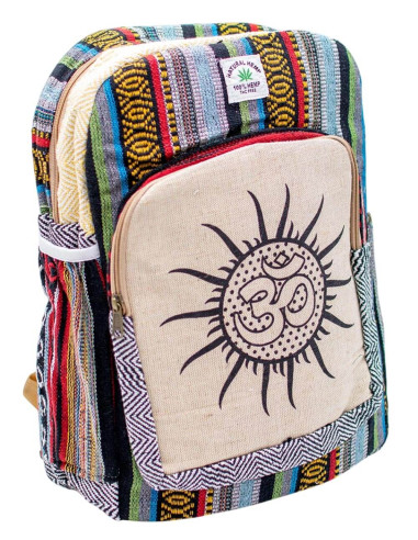 Unisex Hemp Backpack with Unique Om Sun Design...