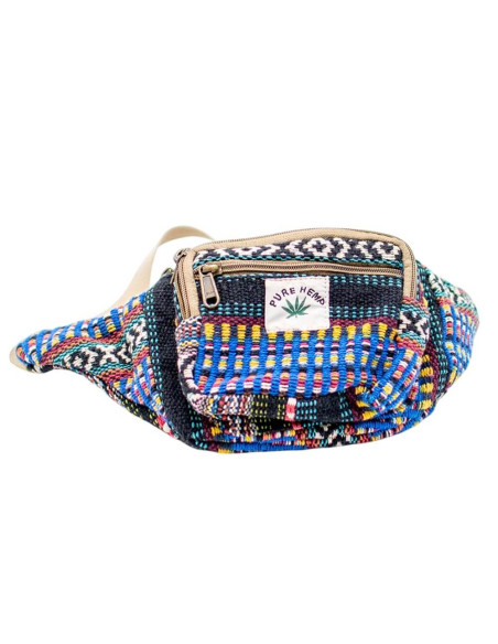 Kimago Unisex Waist Bag: Authentic Indian Handicraft in Multicolor Hemp