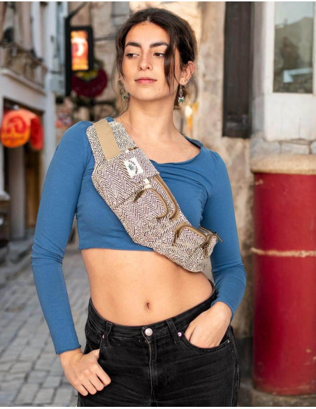 Unique Ethnic Fashion: Handcrafted Hemp Waist Bag - Wide and Adjustable for All Sizes