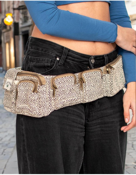Unique Ethnic Fashion: Handcrafted Hemp Waist Bag - Wide and Adjustable for All Sizes