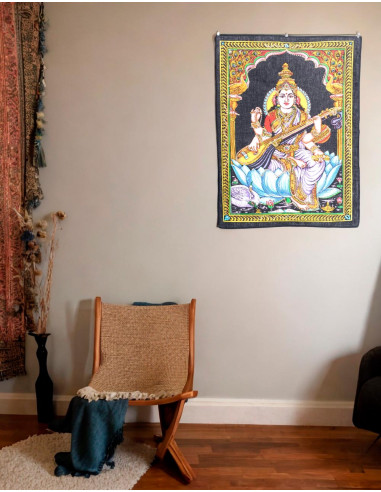 Saraswati Sequin Tapestry, 100% Cotton Indian...