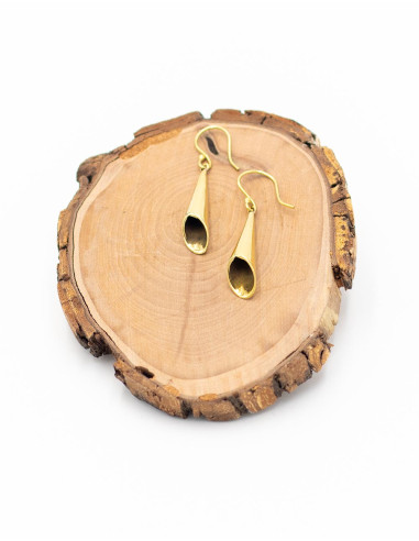 Gold-plated brass triangular tube earring –...