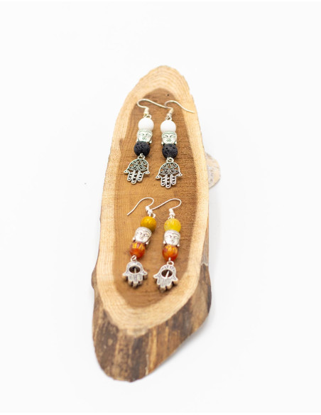 Handmade brass earrings with mineral stones – Kimago