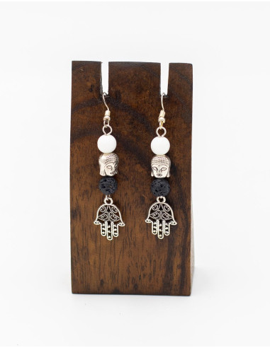 Handmade brass earrings with mineral stones –...