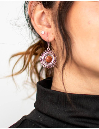 pendientes-redondos-platedados-piedra-mineral