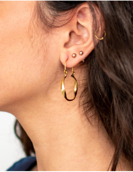 Handcrafted golden brass earrings – Unique Kimago design