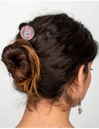 Kimago Hair Stick in Silver-Plated Brass with Stone –...