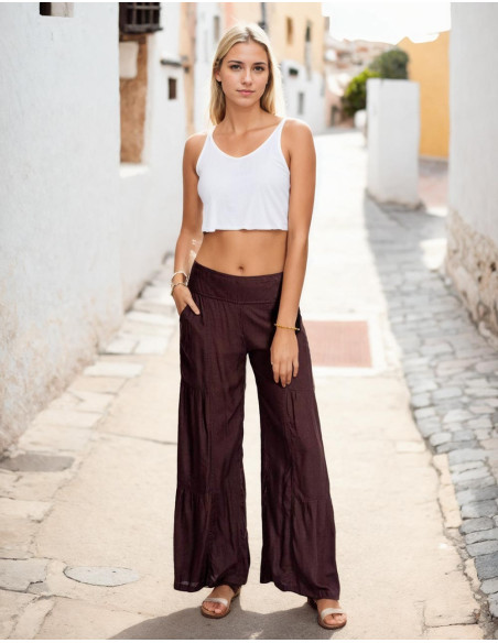 Chocolate Brown Viscose Ethnic Trousers – Kimago Indian Crafts