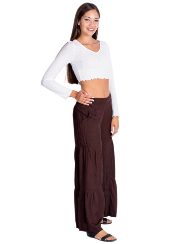 Chocolate Brown Viscose Ethnic Trousers –...