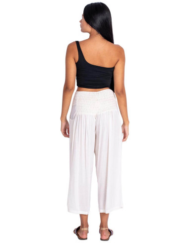 Kimago White Capri Pants with Fabric Belt and...