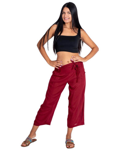 Kimago Burgundy Capri Pants with Adjustable...