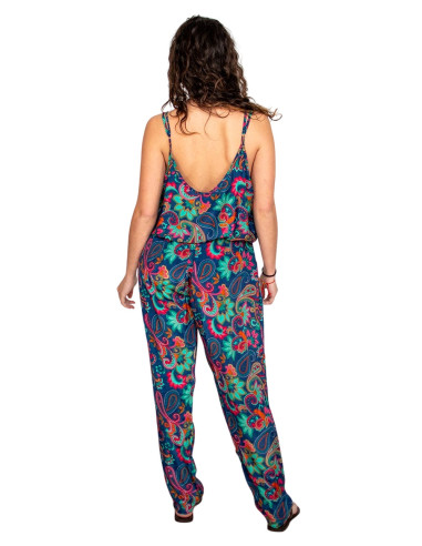 Kimago blue printed silk long jumpsuit with...