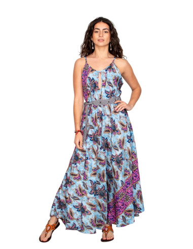 Kimago silk long dress with a floral print in...