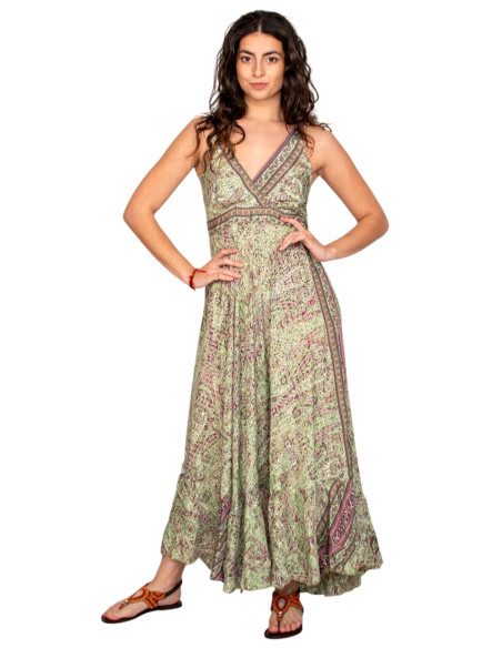 vestido-estilo-hippie-fresco-estampado-fondo-verde
