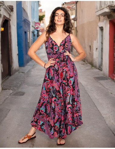 copy of KM2032B - Grey Floral Print Long Dress – Ethnic...