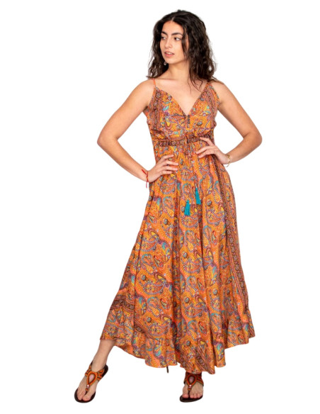 vestido-mujer-boho-naranja-estampado