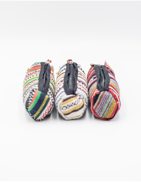 Kimago ethnic pencil case with zipper and handmade pompom