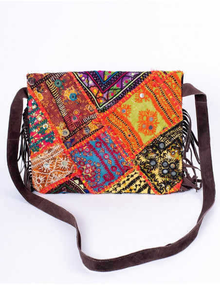 Kimago boho clutch with mirrors and handmade fringes