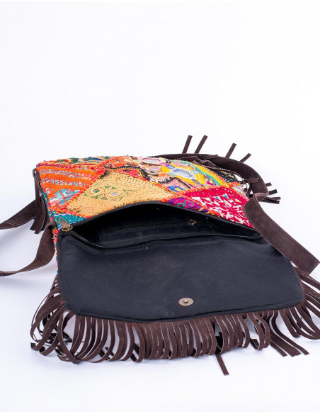 Kimago boho clutch with mirrors and handmade fringes