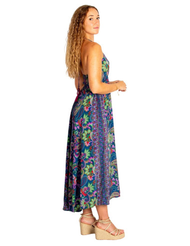 Kimago ethnic long dress in silk with...