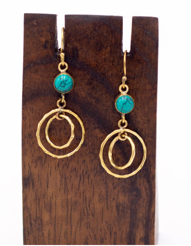 Pendientes dorados círculos con piedra mineral...