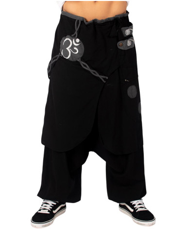 Black afghan pants with Om symbol | Kimago