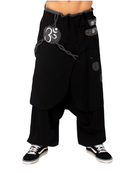 Black afghan pants with Om symbol | Kimago